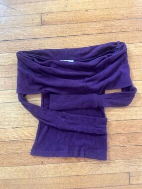 We The Free Ribbed Off-Shoulder Top in Plum